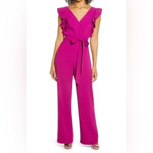 NWOT Lilly Pulitzer Kallie Ruffle Jumpsuit In Bordeaux Berry